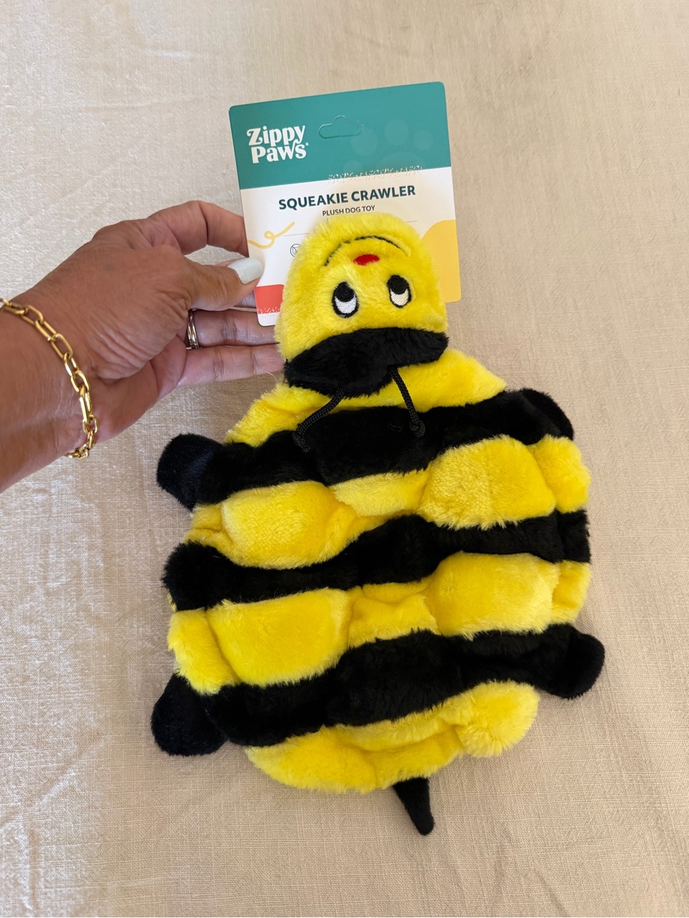 ZippyPaws Yellow & Black Bee Plush Squeak Toy for Dogs